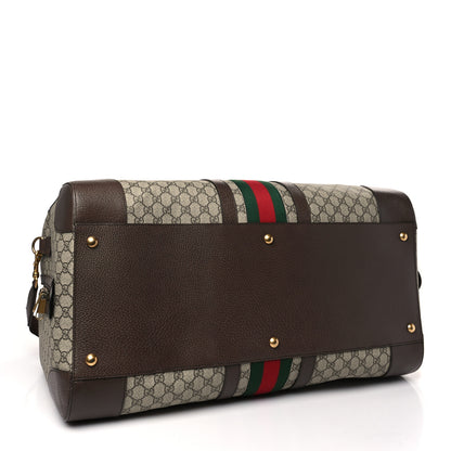 Gucci GG Supreme Monogram Textured Dollar Calfskin Web Large Savoy Duffle Bag Beige Ebony New Acero 3 of 7