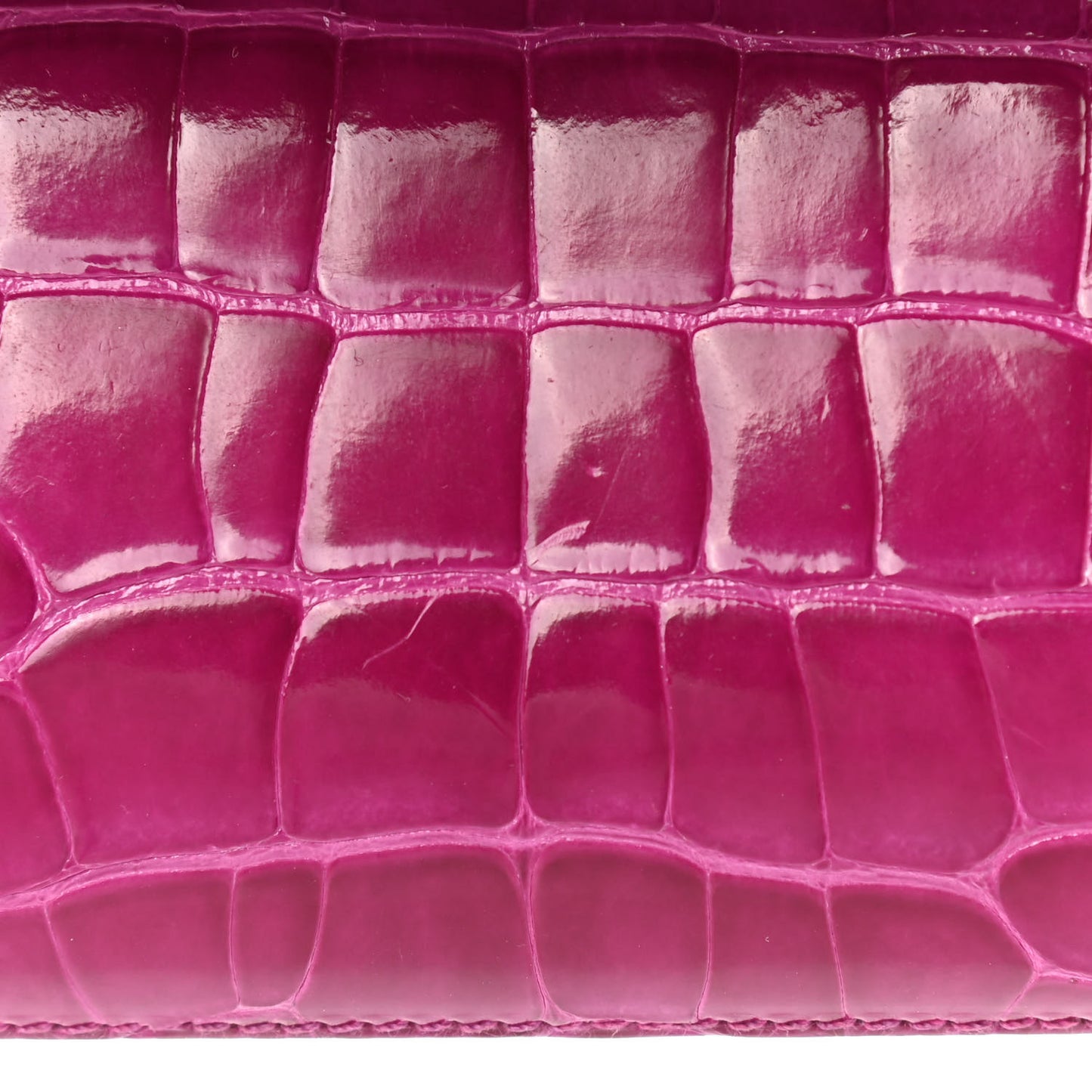 Shiny Alligator Kelly Longue Wallet Rose Scheherazade