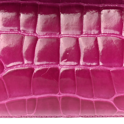 Hermes Shiny Alligator Kelly Longue Wallet Rose Scheherazade 9 of 9