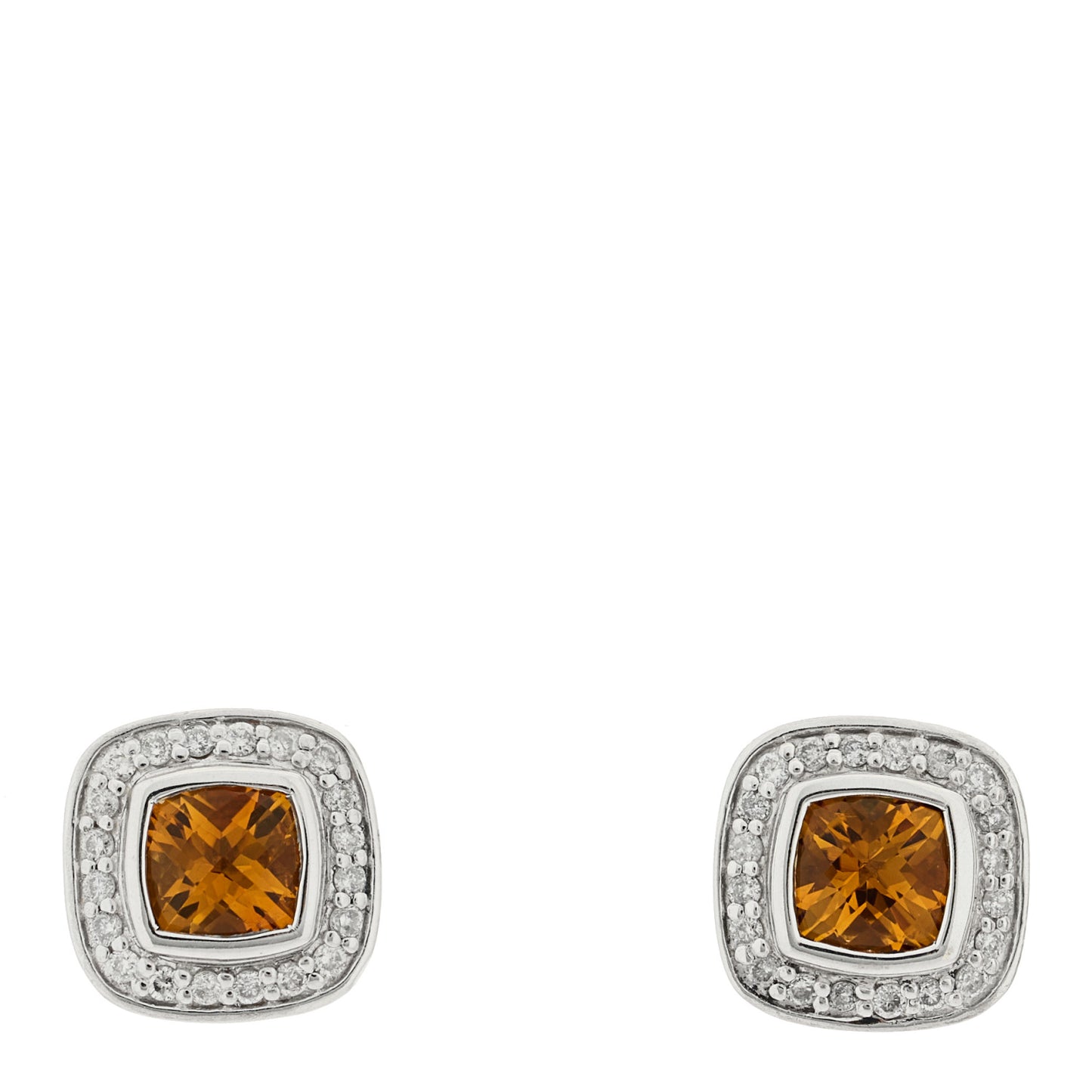 Sterling Silver Diamond Citrine 5mm Petite Albion Earrings