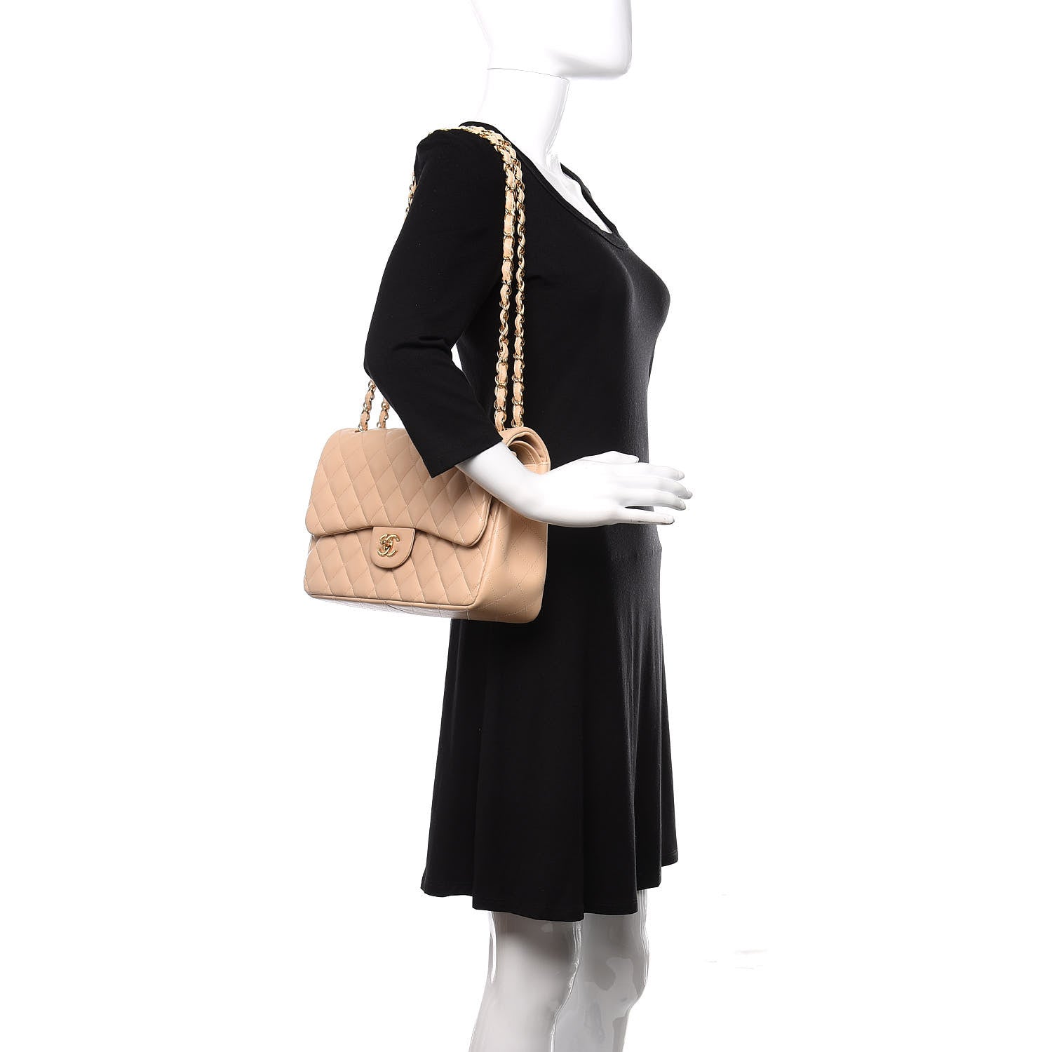 Chanel Lambskin Quilted Jumbo Double Flap Beige Clair 2 of 13