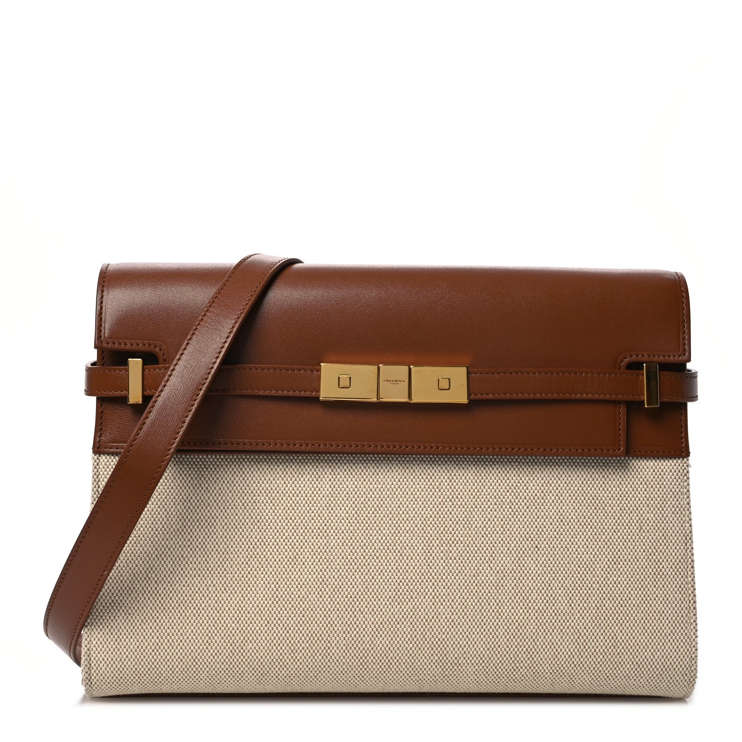 Saint Laurent Canvas Calfskin Manhattan Shoulder Bag Natural Brick 1 of 12