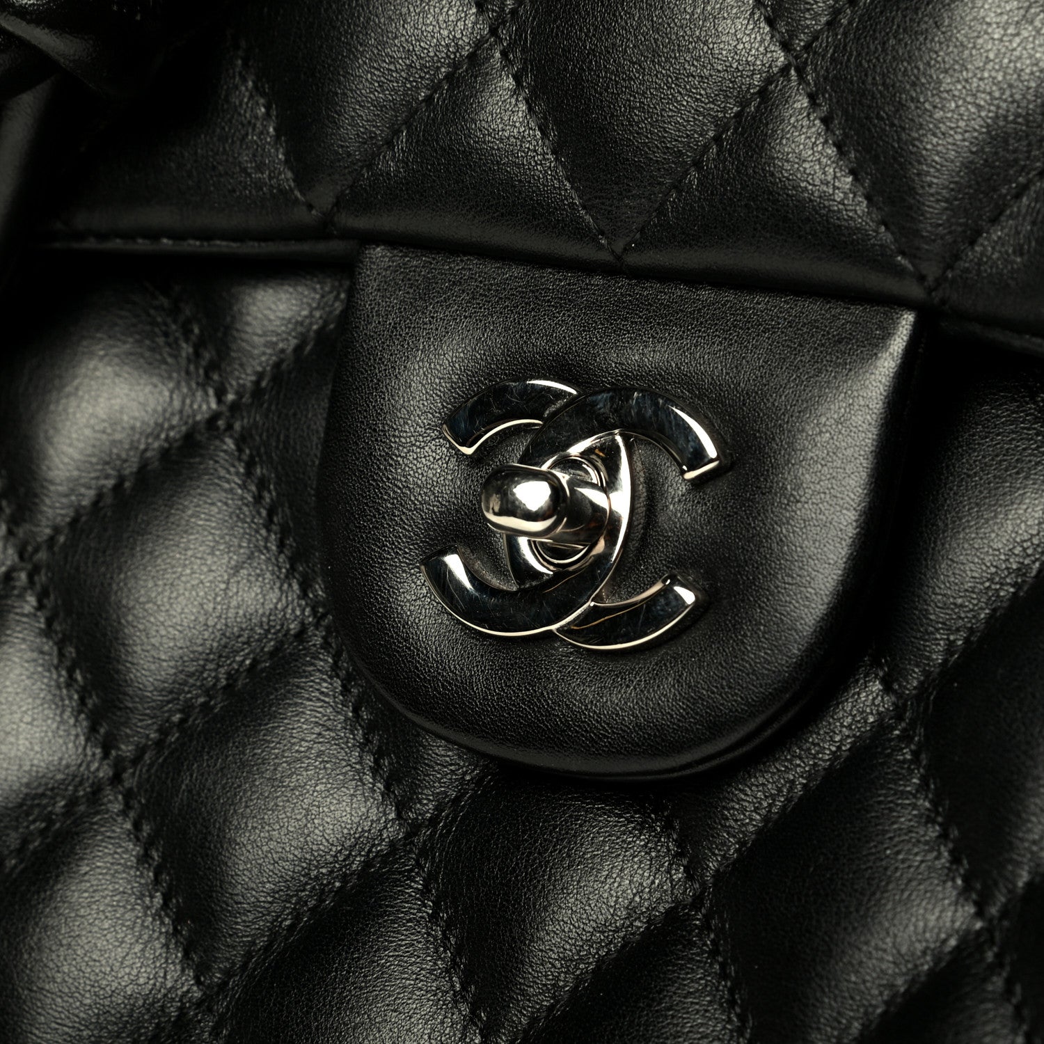 Chanel Calfskin Quilted Large Cambon Flap Black White 7 of 7