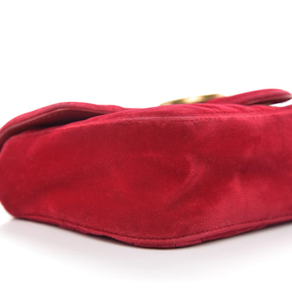 Gucci Velvet Matelasse Mini GG Marmont Shoulder Bag Hibiscus Red 10 of 12
