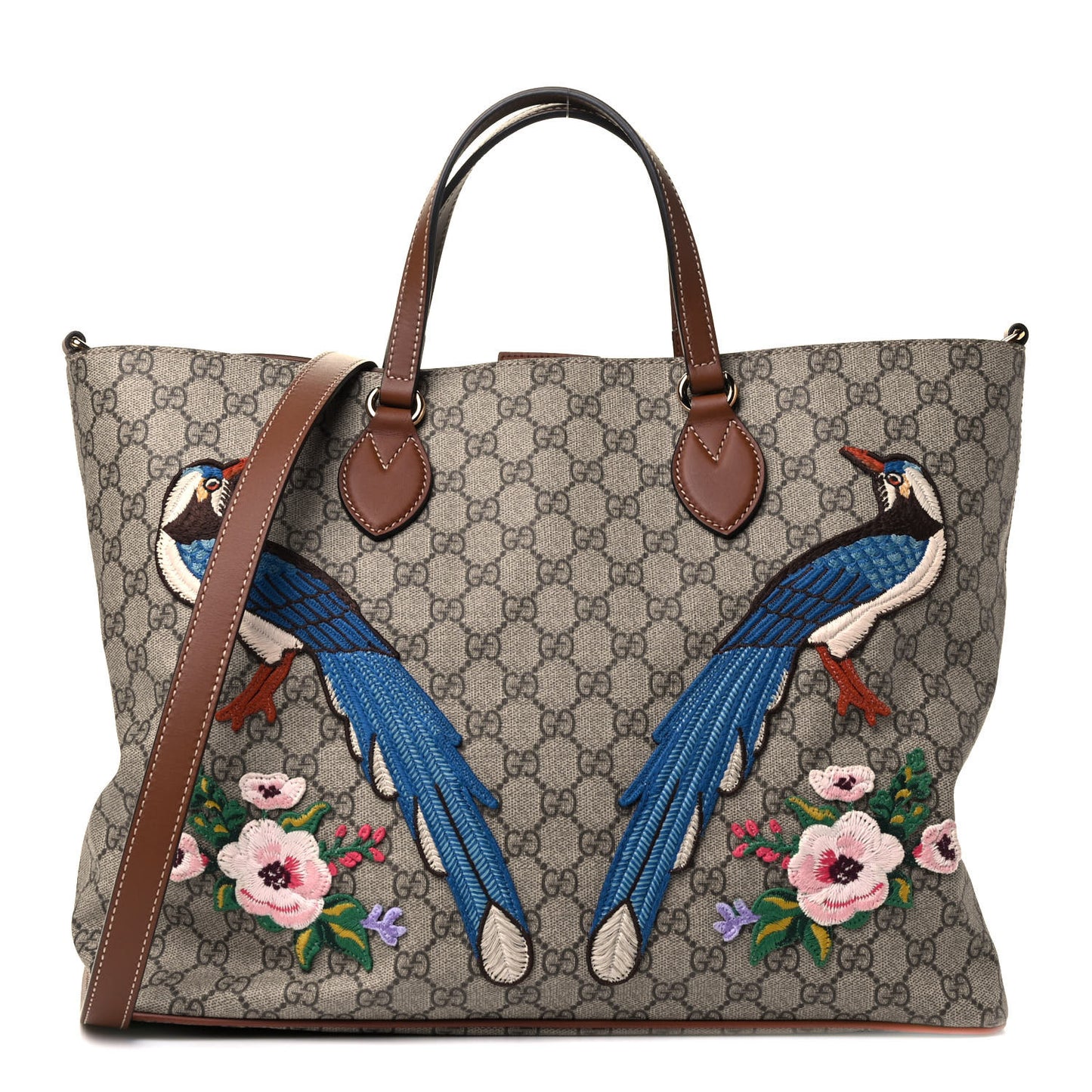 Soft GG Supreme Monogram Garden Collection Crossbody Tote Beige Tuscany