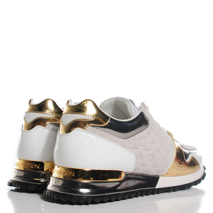 Louis Vuitton Suede Patent Calfskin Embossed Monogram Run Away Sneakers 39.5 White 4 of 9