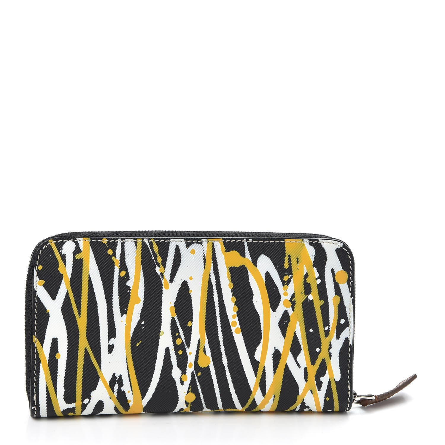 Burberry Trench Calfskin Splash Print Zip Around Wallet Black 2 of 10