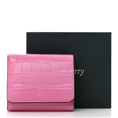 Mulberry Crocodile Embossed Calfskin Small French Continental Wallet Raspberry Pink 9 of 9