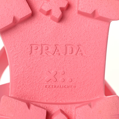 Prada Foam Rubber Metal Triangle Logo Monolith 55mm Cage Sandals 39 Begonia 8 of 8