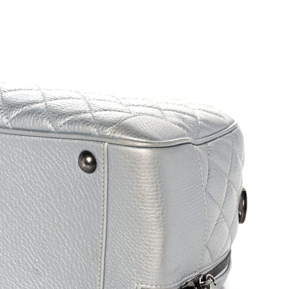 Chanel Metallic Calfskin Quilted Medium Airlines Round Trip Bowling Bag Silver 11 of 14