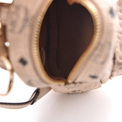 MCM Visetos Backpack Key Ring Bag Charm Beige 5 of 6
