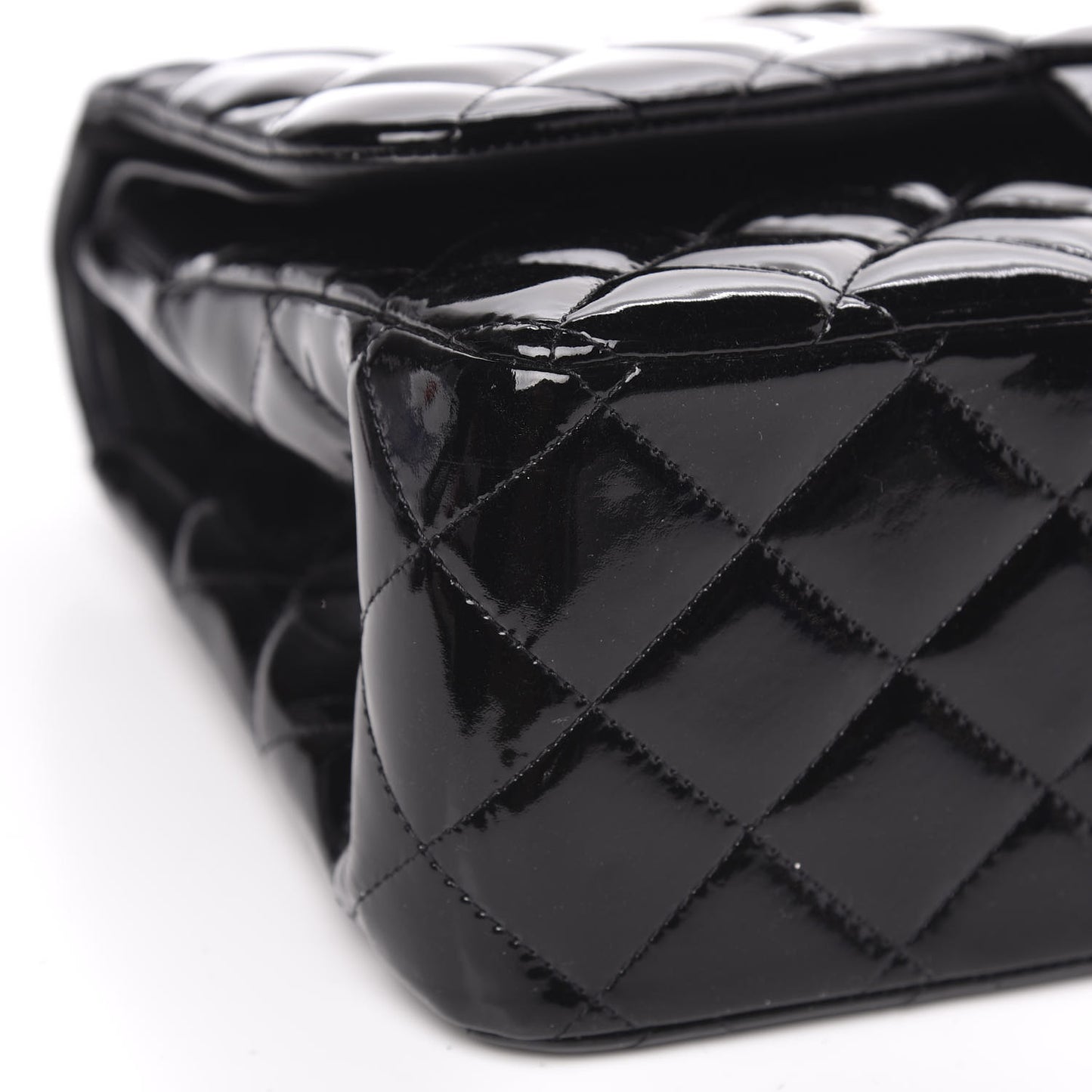 Patent Quilted Jumbo Double Flap Black