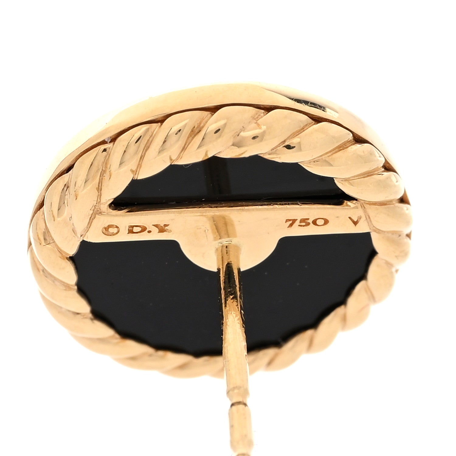 David Yurman 18K Yellow Gold Diamond Black Onyx DY Elements Earrings 4 of 4