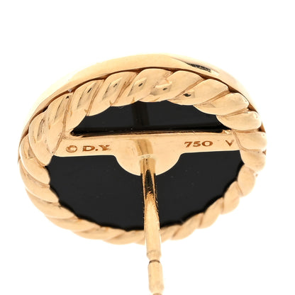 David Yurman 18K Yellow Gold Diamond Black Onyx DY Elements Earrings 4 of 4