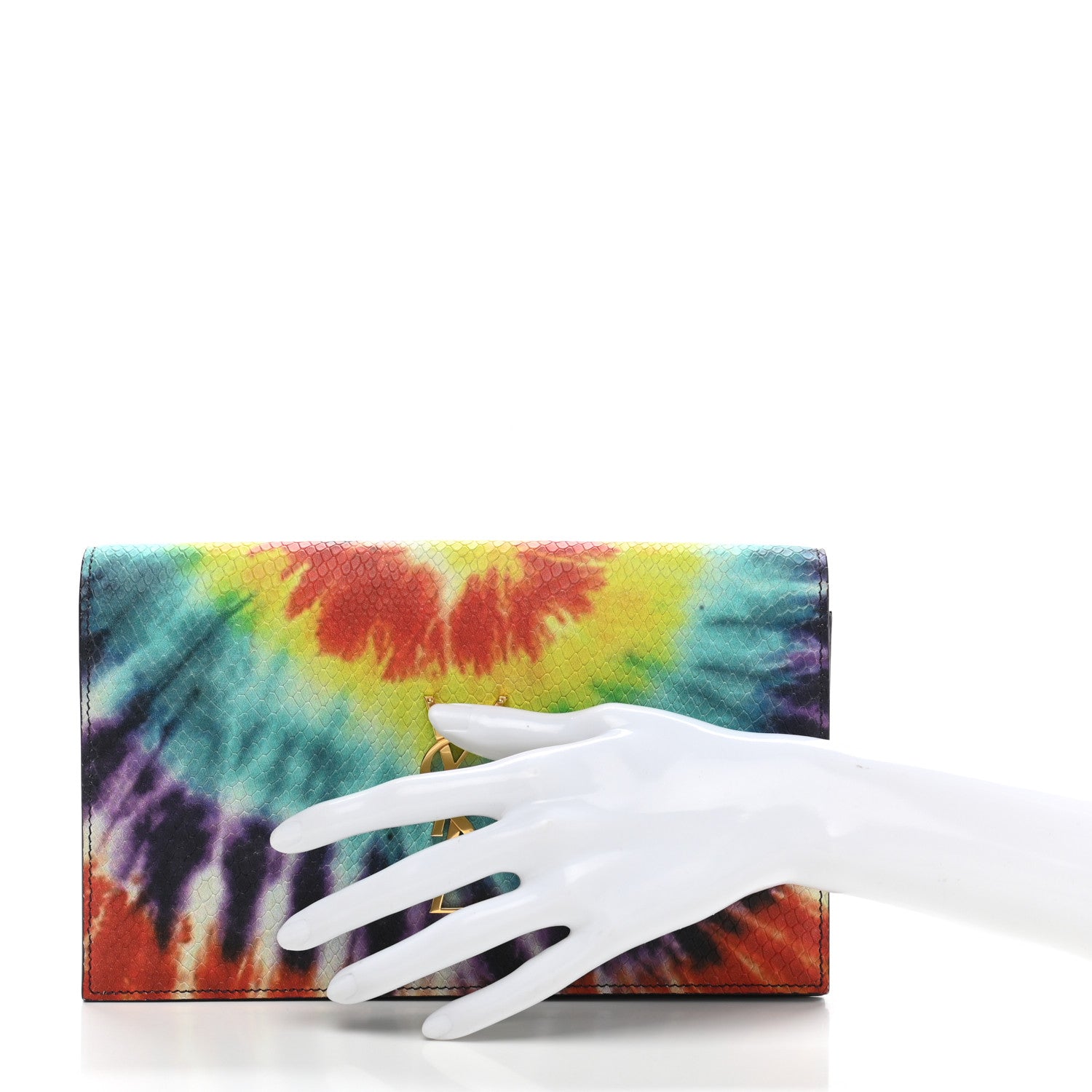 Saint Laurent Calfskin Snake Embossed Tie Dye Classic Kate Monogram Clutch Multicolor 2 of 11