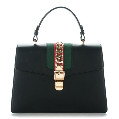 Gucci Calfskin Medium Sylvie Top Handle Bag Black 1 of 8