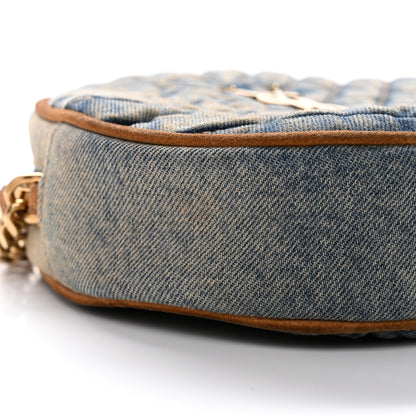 Saint Laurent Denim Quilted Monogram Round Crossbody Bag Rodeo Blue 9 of 13