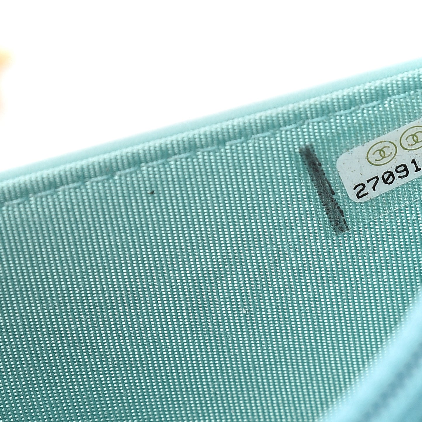 Caviar Quilted Boy Wallet On Chain WOC Light Blue