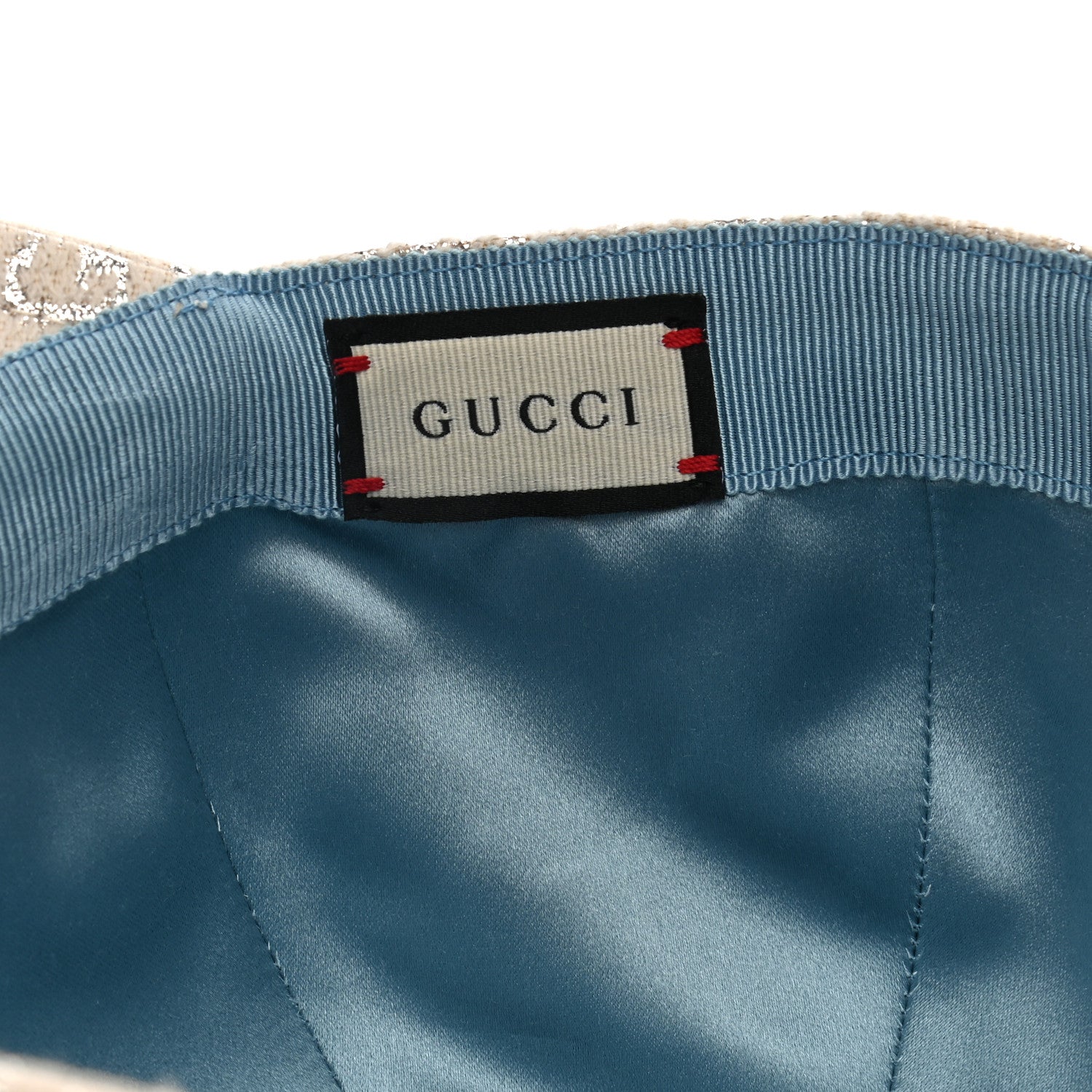 Gucci Canvas Lame GG Monogram Rush Baseball Hat S Gardenia Silver 8 of 11