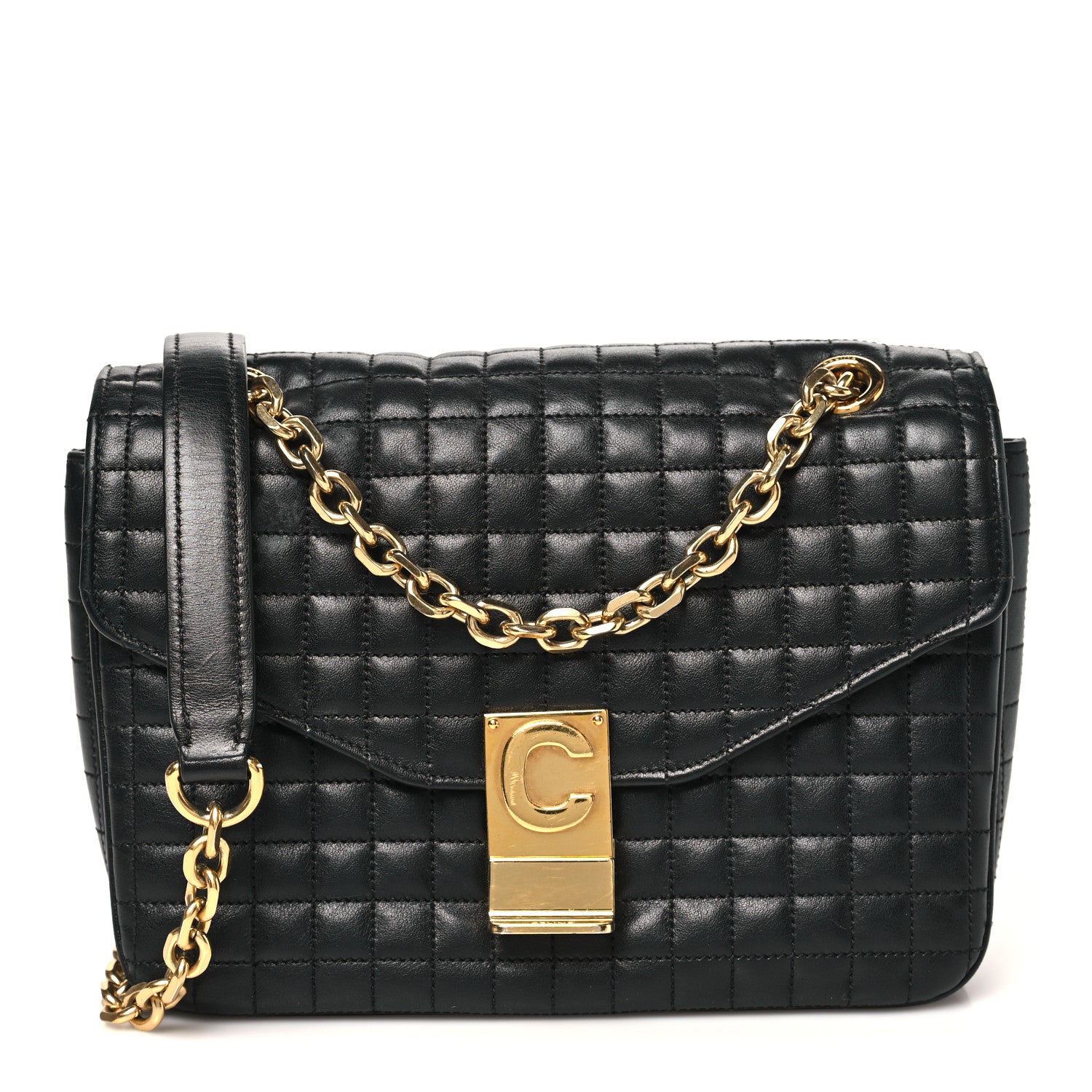 Celine Calfskin Quilted Medium C Bag Black 1 of 9