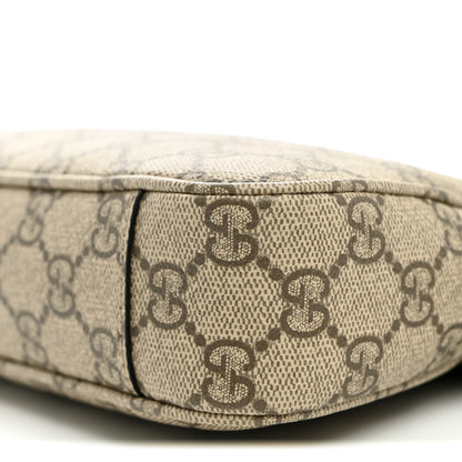 Gucci GG Supreme Monogram Textured Calfskin Small Emblem Shoulder Bag Beige Black 10 of 10