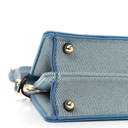 Fendi Denim Nappa Floral Embroidered Petite Peekaboo I SEE U Satchel Blue 8 of 9