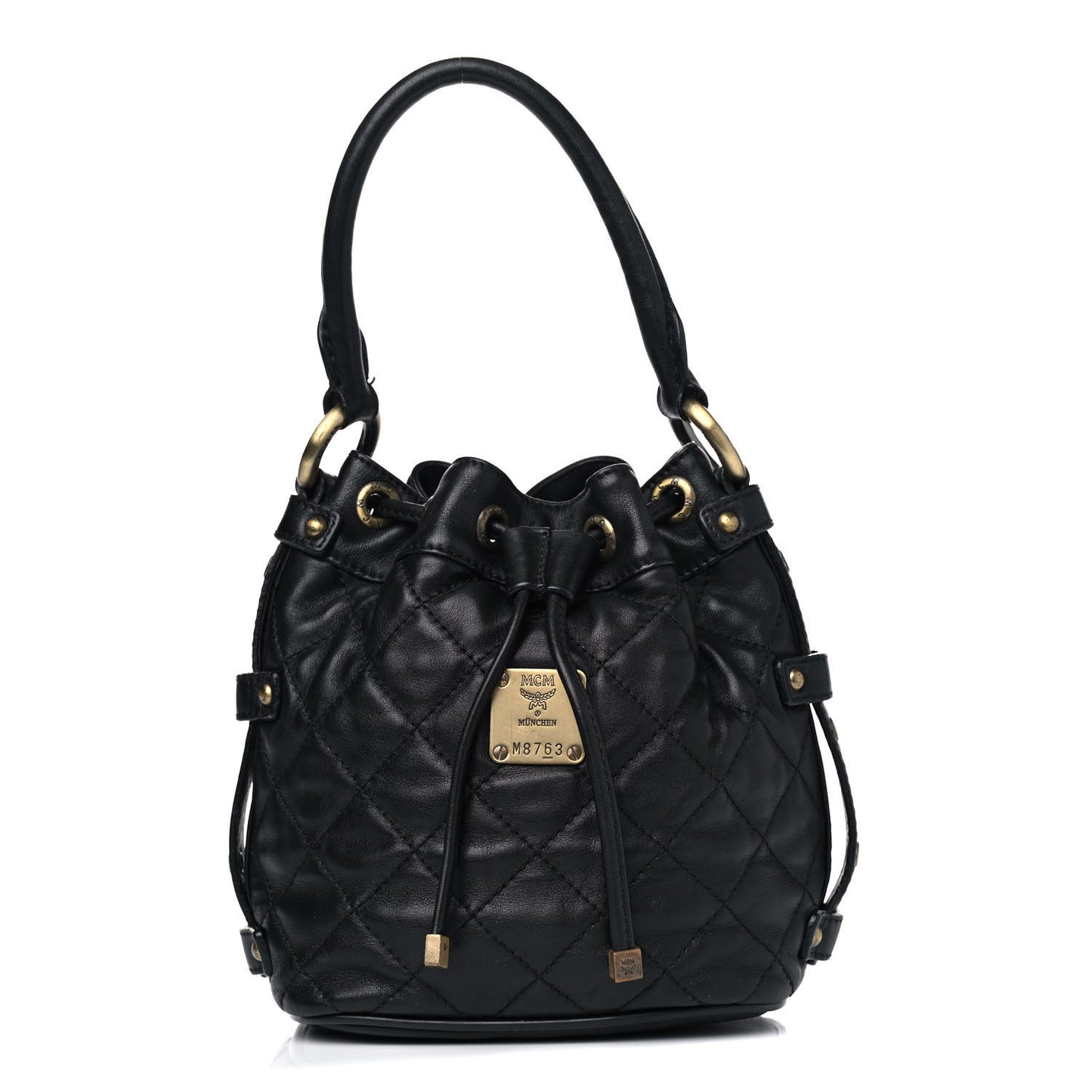 Calfskin Quilted Bucket Bag Black