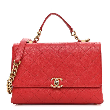 Chanel Grained Calfskin Small Stitched Flap Red 1 of 14
