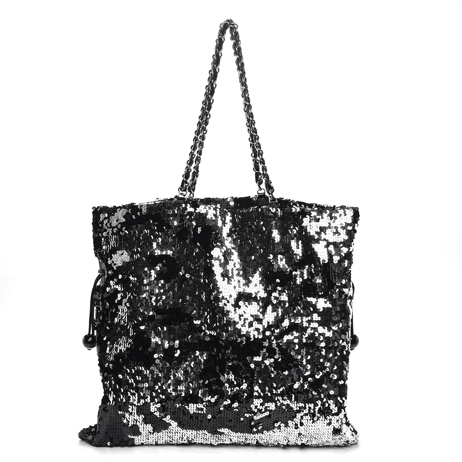 Chanel Sequin Summer Night Drawstring Tote Black 1 of 8