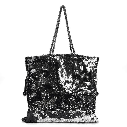Chanel Sequin Summer Night Drawstring Tote Black 1 of 8