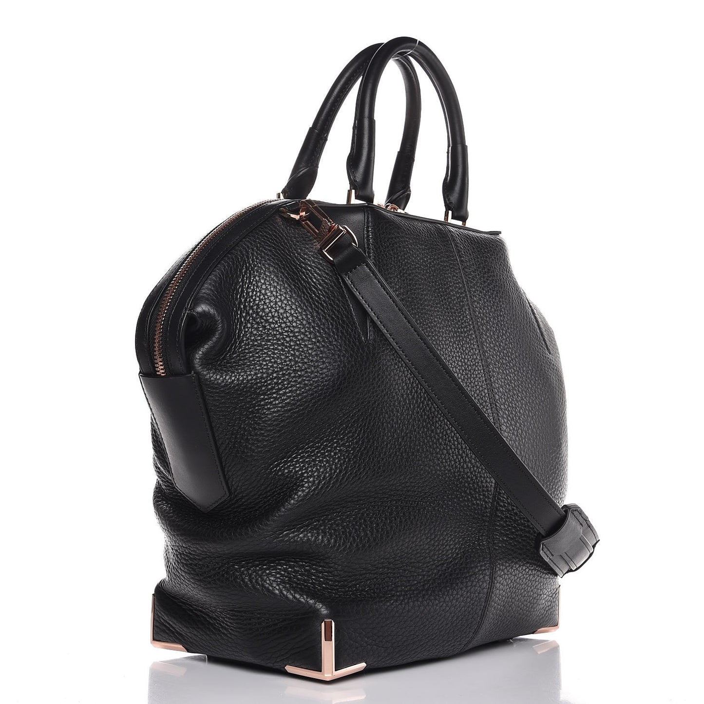 Pebbled Calfskin Large Emile Black Rose Gold Hardware