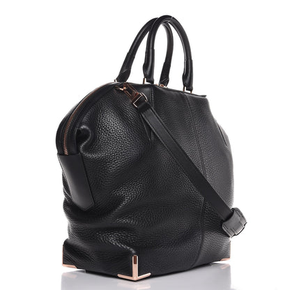 Alexander Wang Pebbled Calfskin Large Emile Black Rose Gold Hardware 4 of 9