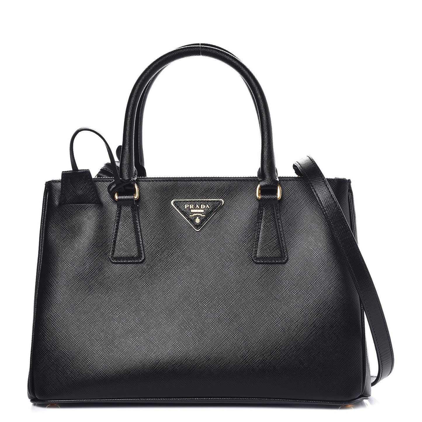 Saffiano Small Galleria Double Zip Tote Black