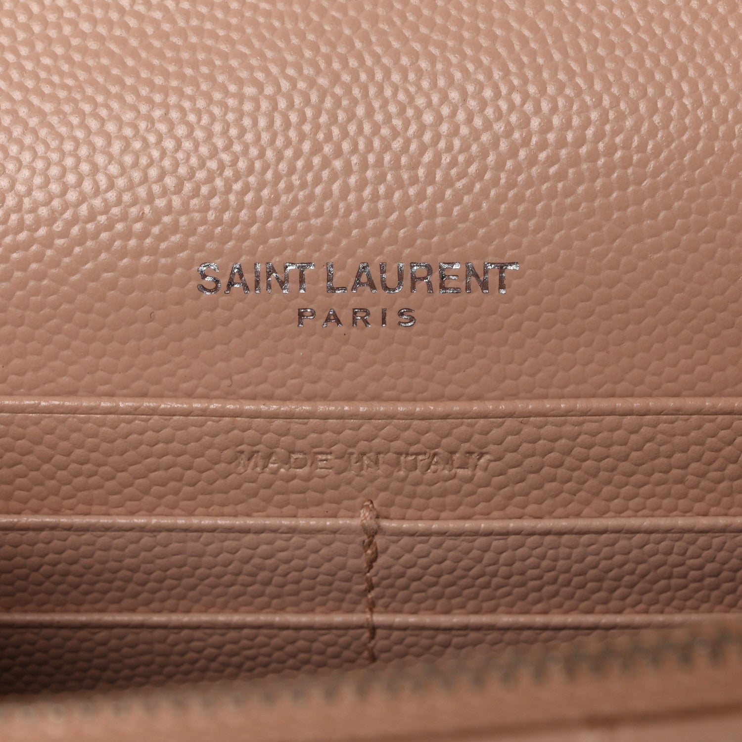Saint Laurent Grain De Poudre Matelasse Chevron Monogram Envelope Chain Wallet Pale Pink 6 of 11