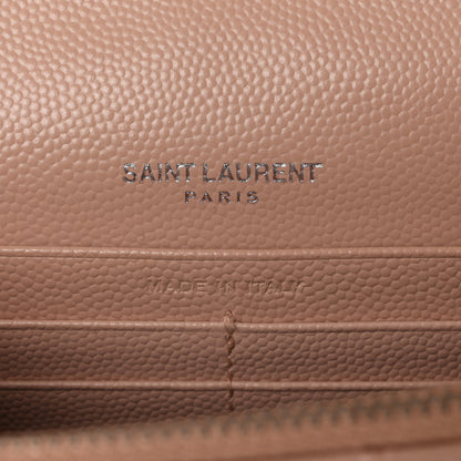 Saint Laurent Grain De Poudre Matelasse Chevron Monogram Envelope Chain Wallet Pale Pink 6 of 11
