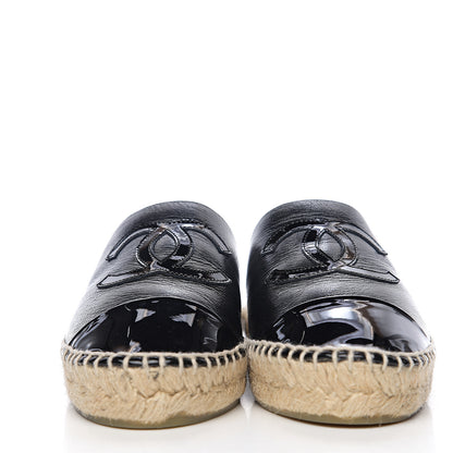 Chanel Goatskin Patent CC Espadrille Mules 35 Black 2 of 11