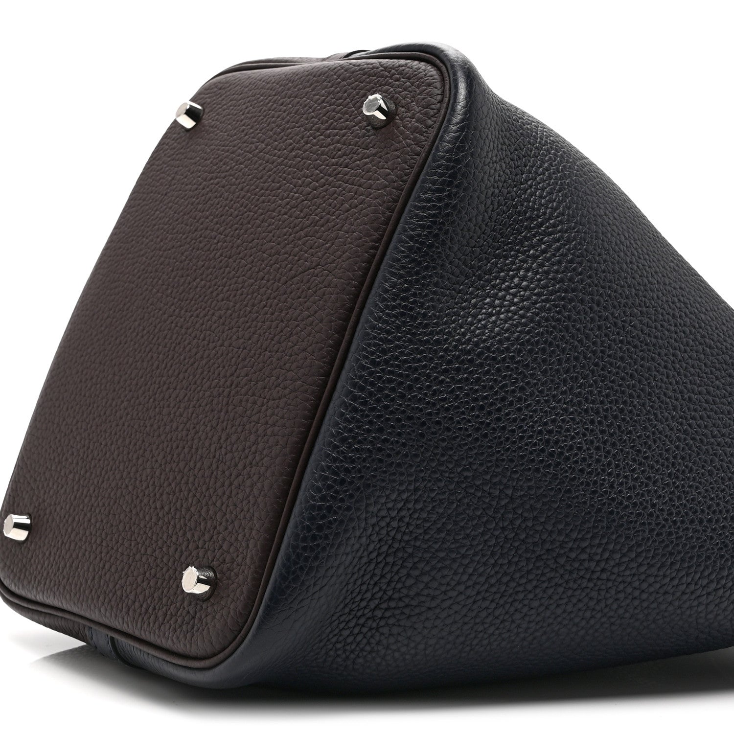 Hermes Taurillon Clemence Casaque Picotin Lock 22 MM Bleu Nuit Framboise Rouge Sellier 7 of 11