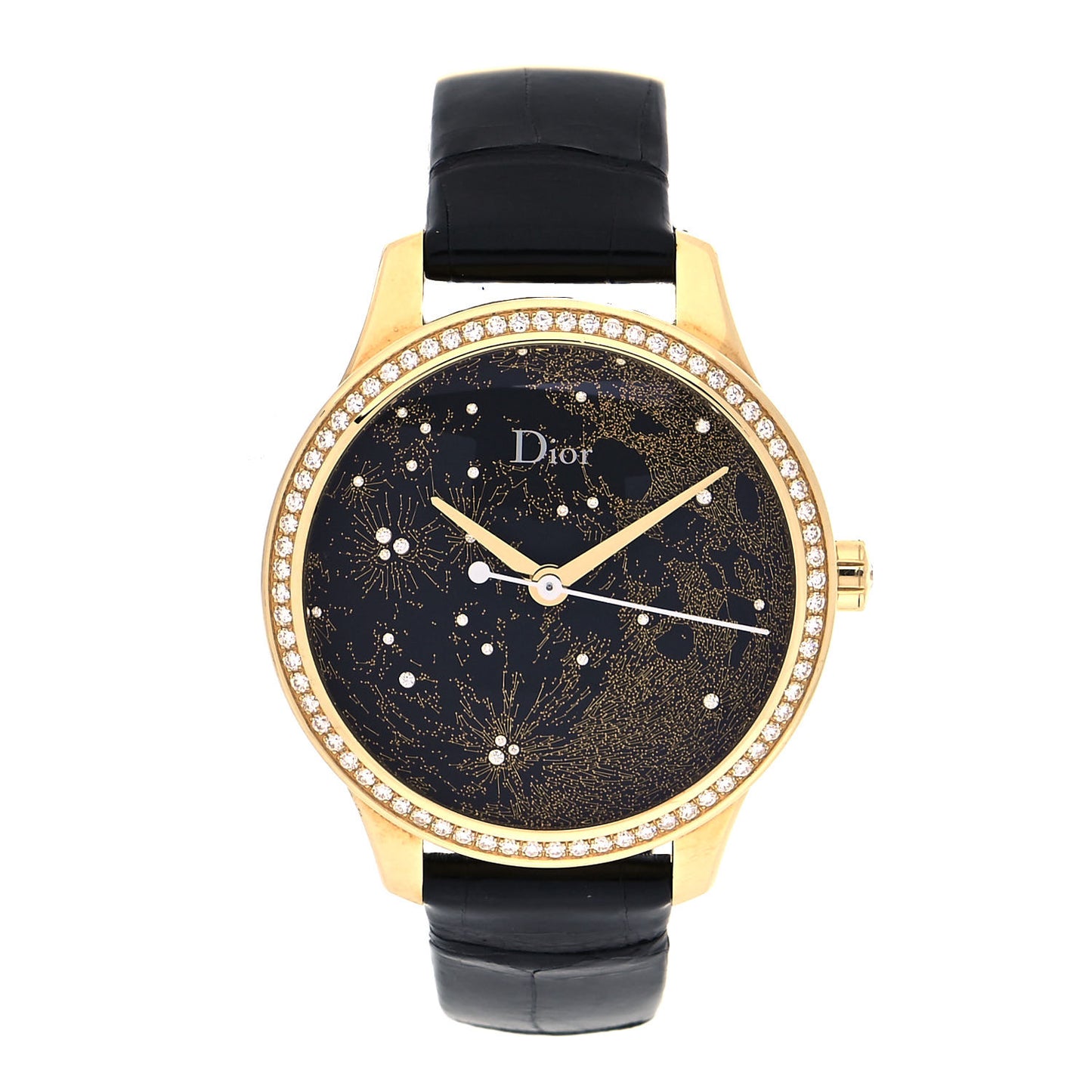 18K Yellow Gold Alligator Diamond Bezel 36mm Dior VIII Montaigne Clair De Lune Automatic Watch