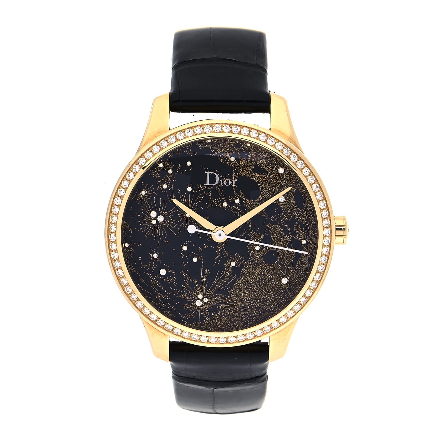 Christian Dior 18K Yellow Gold Alligator Diamond Bezel 36mm Dior VIII Montaigne Clair De Lune Automatic Watch 1 of 5