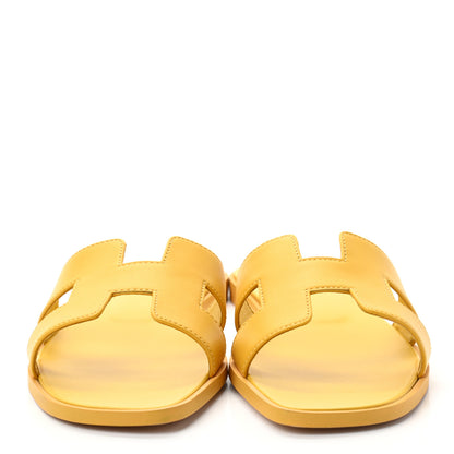 Hermes Box Calfskin Oran Sandals 40 Jaune Citron 2 of 8