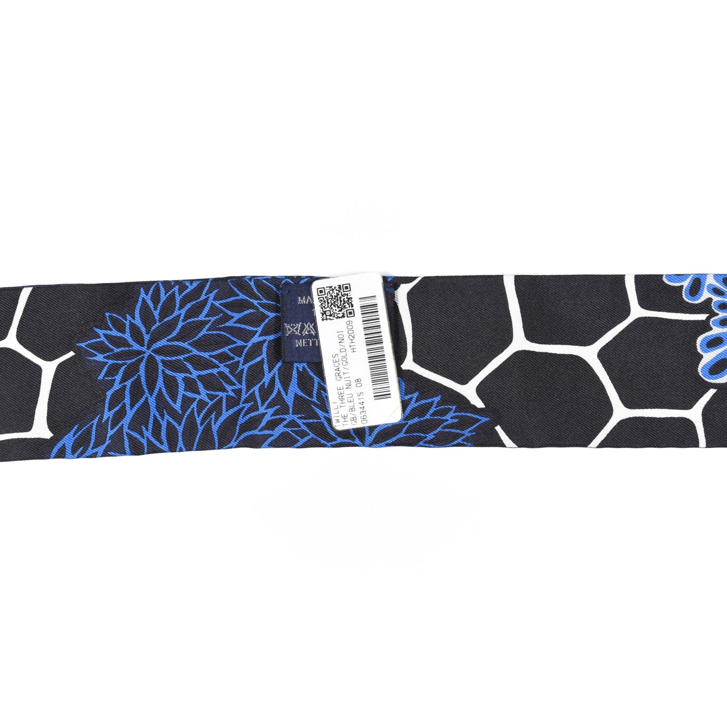 Silk The Three Graces Twilly Bleu Nuit Gold Black