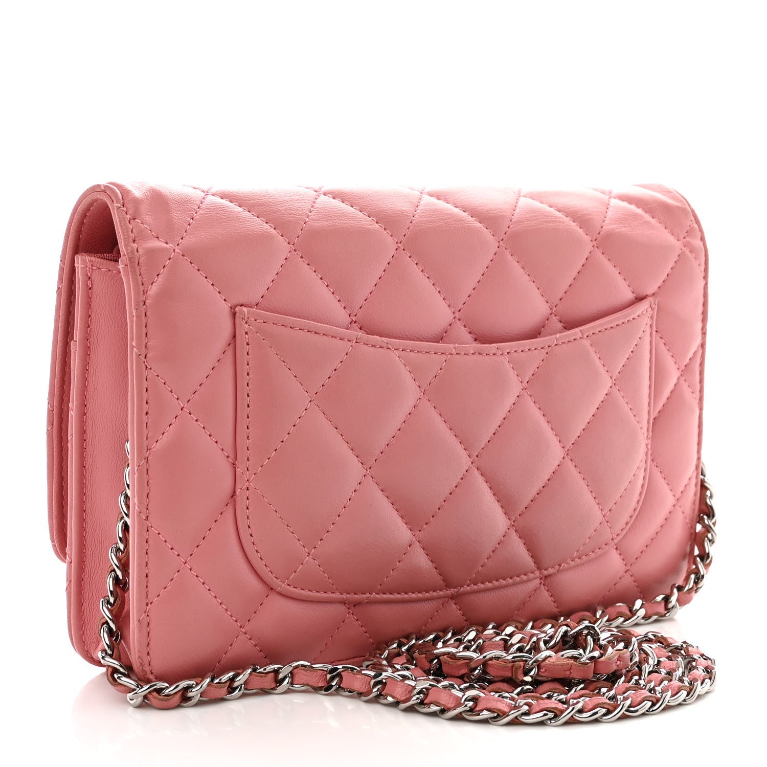 Chanel Lambskin Quilted Wallet On Chain WOC Pink 3 of 12