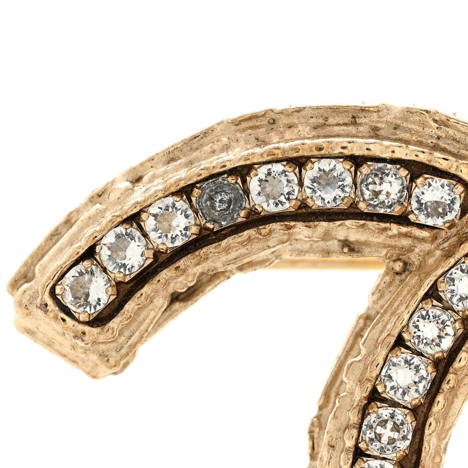 Chanel Metal Crystal Baguette CC Brooch Gold 4 of 5