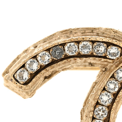 Chanel Metal Crystal Baguette CC Brooch Gold 4 of 5