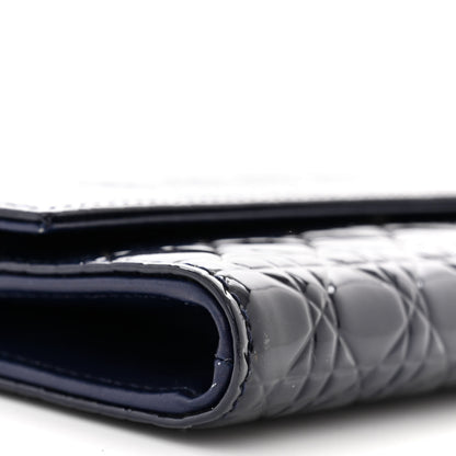 Christian Dior Patent Cannage Chain Wallet Navy Blue 10 of 12