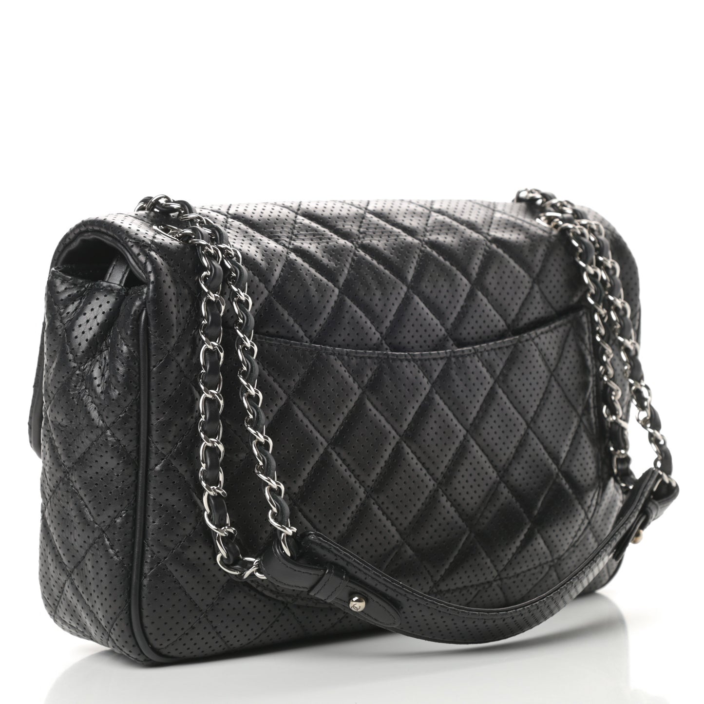 Lambskin Perforated Jumbo Punch Flap Black