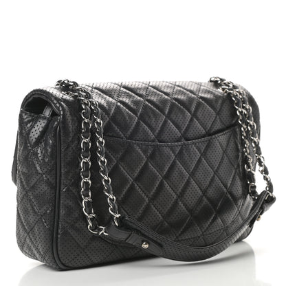 Chanel Lambskin Perforated Jumbo Punch Flap Black 3 of 13