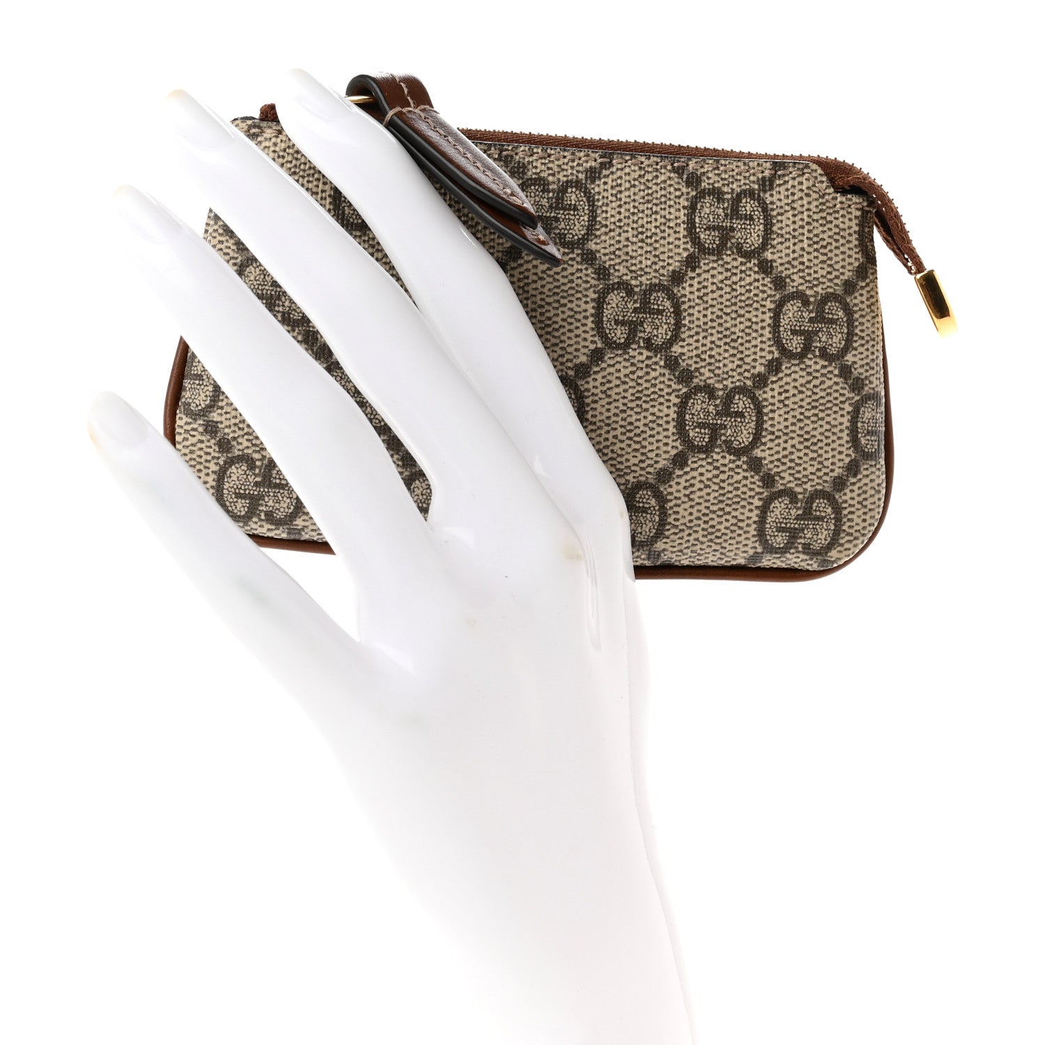 Gucci GG Supreme Monogram Key Case Beige Ebony Cuir 2 of 7