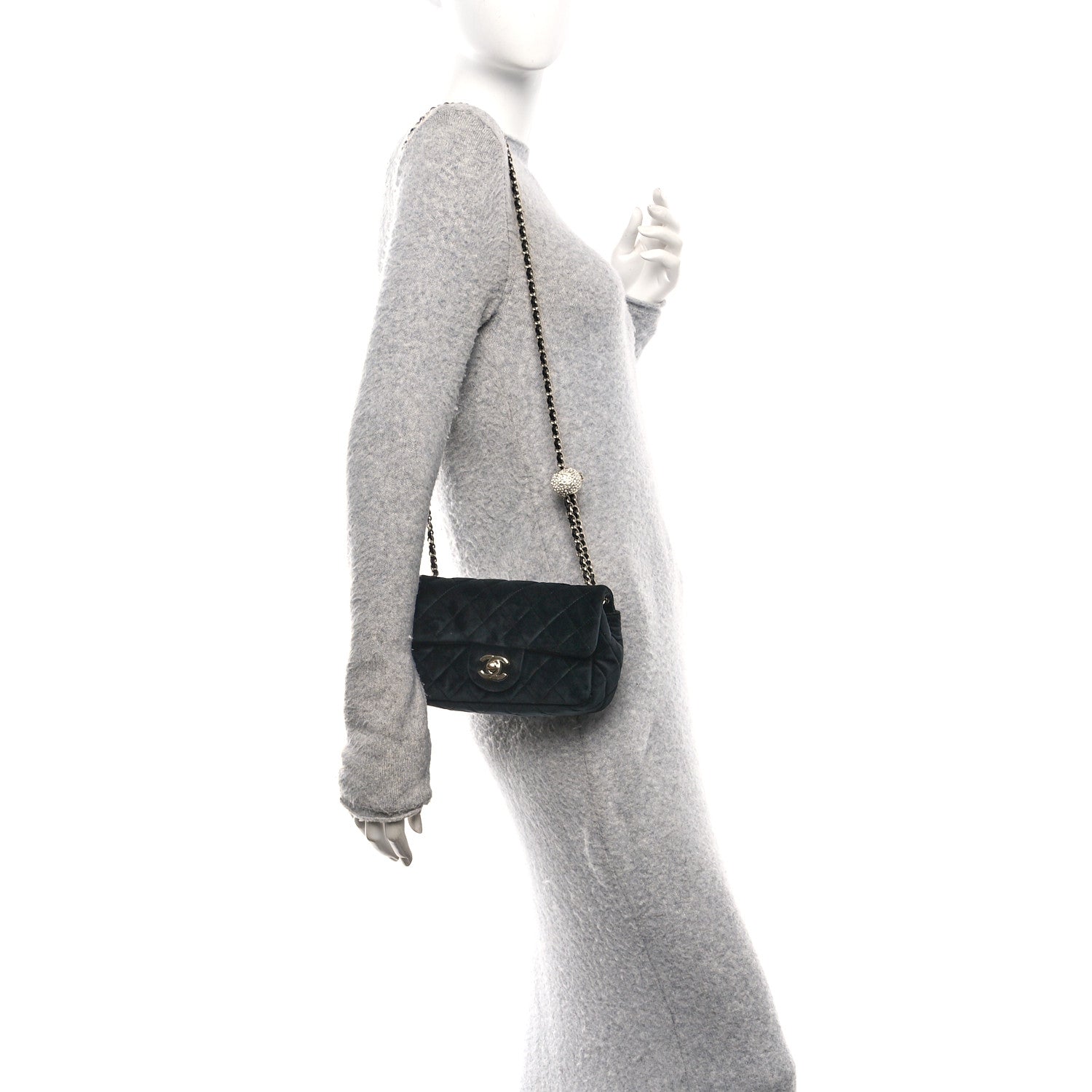 Chanel Velvet Quilted Mini Rectangular Pearl Crush Flap Black 2 of 13