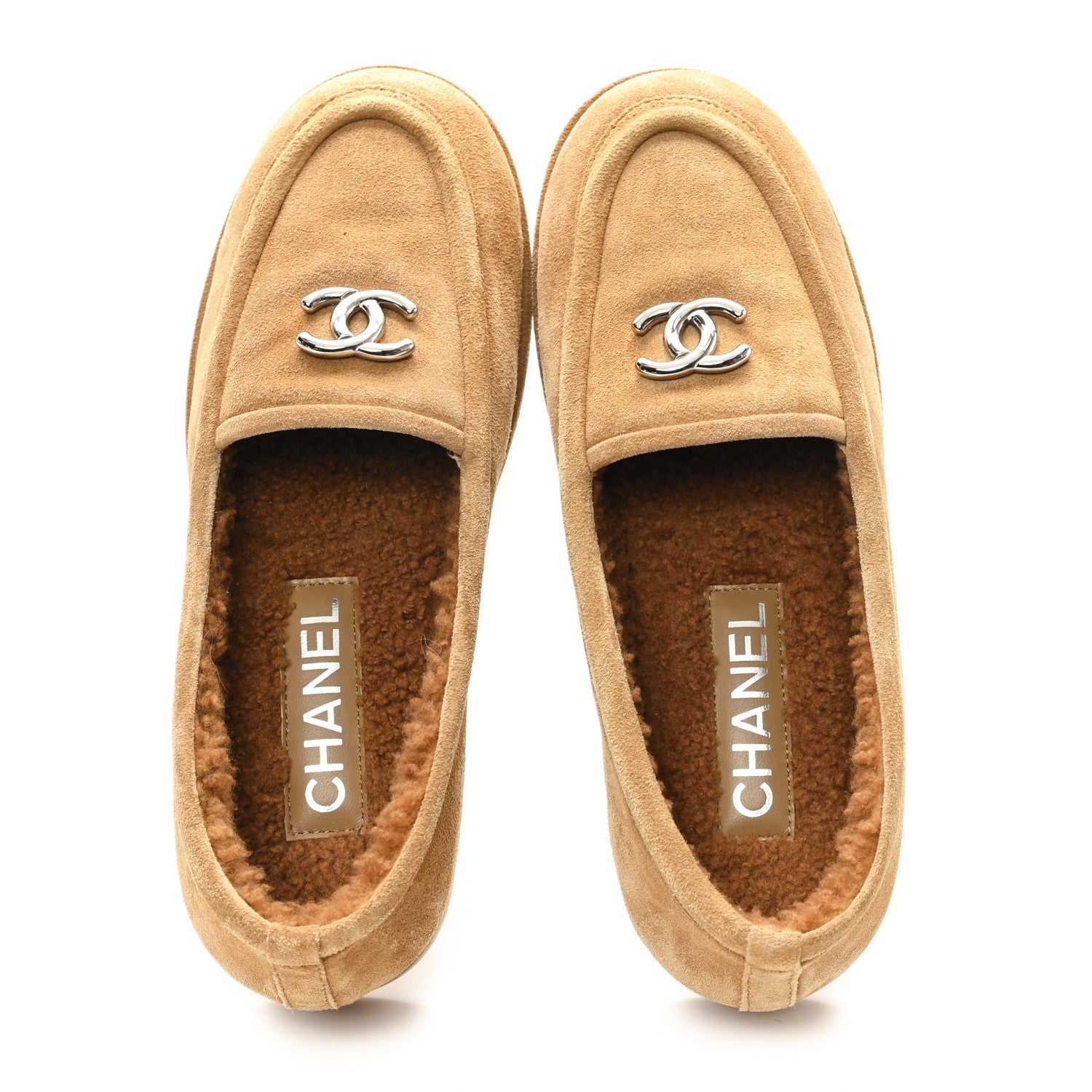 Chanel Suede Calfskin CC Loafers 37 Dark Beige 2 of 9